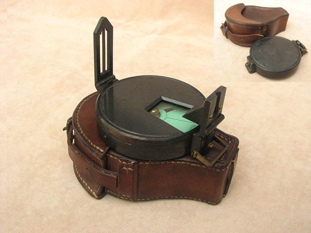 Late Victorian prismatic compass with folding sight vane